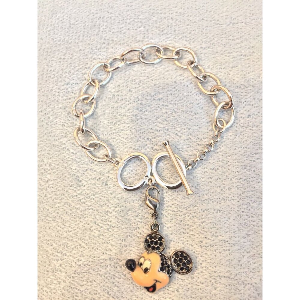 NWT Disney Swarovski Crystal Charm Toggle Bracelet with Mickey Charm - Picture 2 of 10